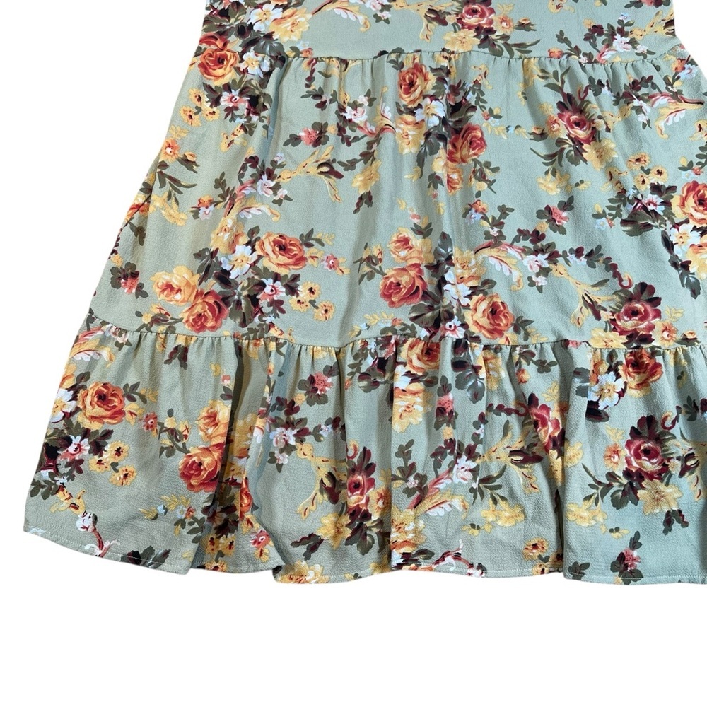 Floral Mint Tie-Strap Dress - Boho Chic Casual Style | Size Small | Resort Wear - Picture 10 of 16